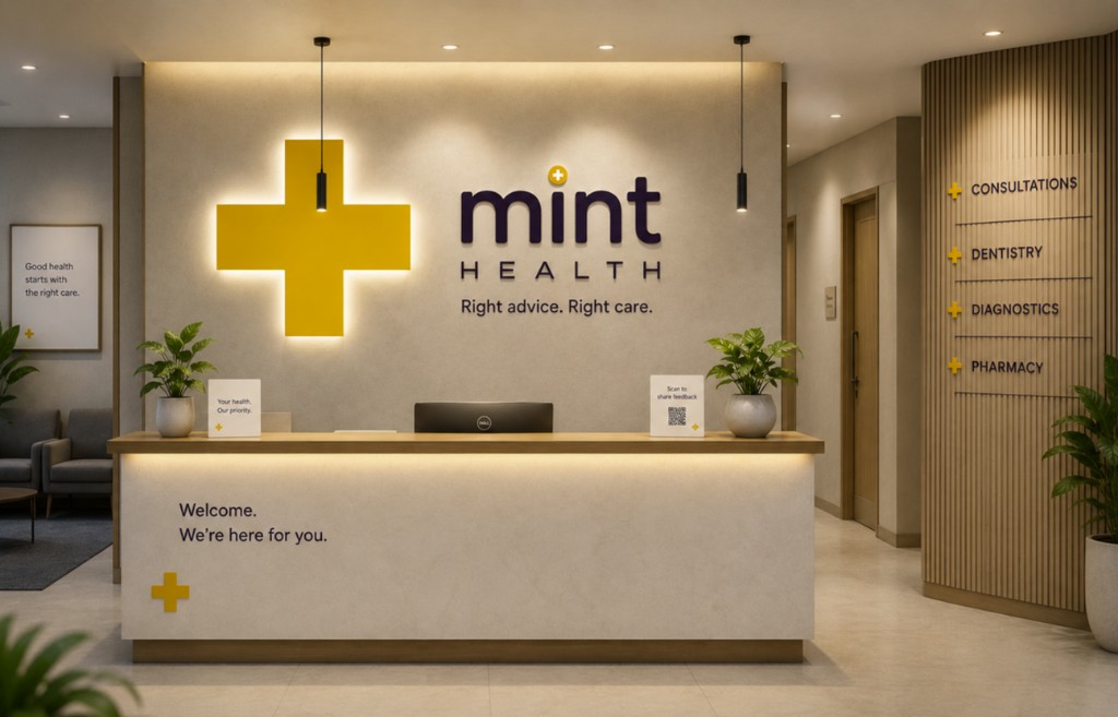 Mint Health clinic reception at Seshadripuram, Bangalore